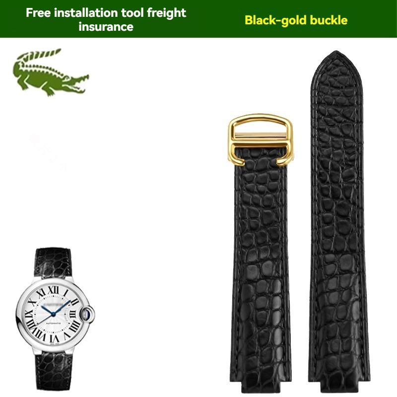 Crocodile leather watch strap For Cartier blue balloon WSBB0025 W69012Z4 14-8mm 16-8mm 18-11mm 20-12mm 22-14mm convex watchband