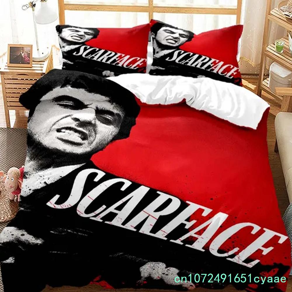 Tony Montana Scarfaces Bedding Set Boys Girls Twin Queen Size Duvet Cover Pillowcase Bed Boys Adult Home Textileextile