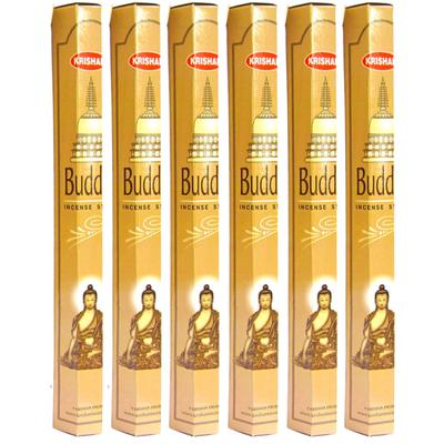 Krishan 6 Packs of 20 Buddha Incense Sticks, Incense Burner - Total of 120 Incense Sticks