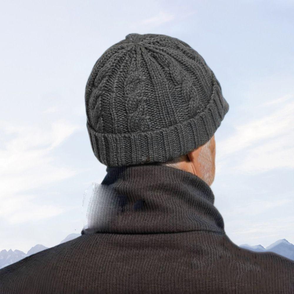 Thermal Men Peaked Cap Plush Winter Men Hat Fashion Woolen Knitted Hat Men