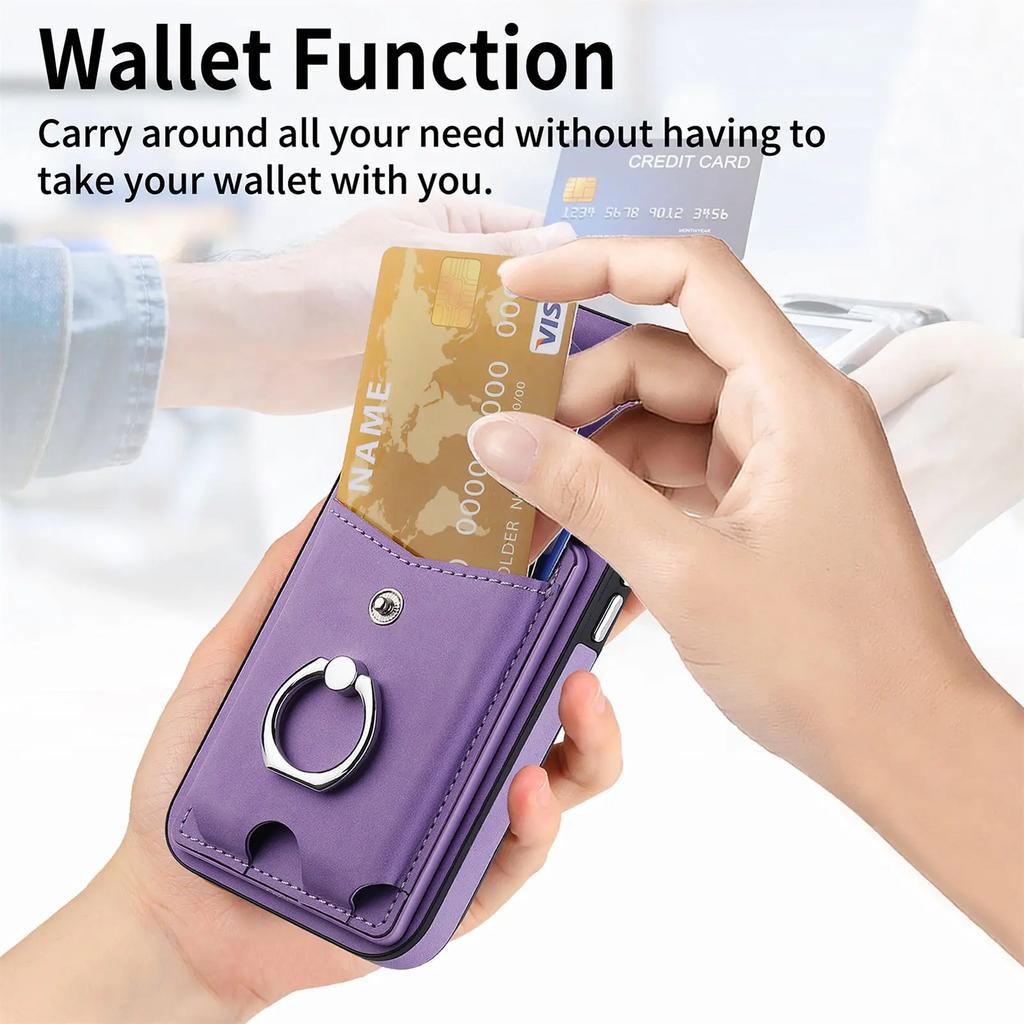 PU Leather Electroplating Ring Phone Case for IPhone 13 12 Mini 16 15 14 11 Pro XS Max XR 7 8 Plus Wallet with Card Holder Cover