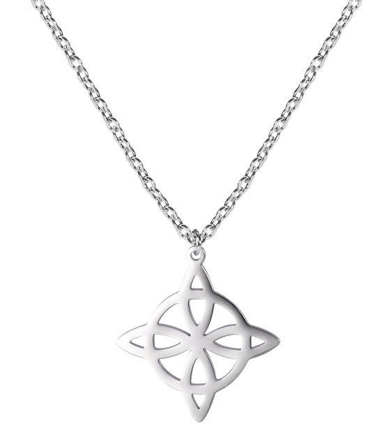 

Колдовство Ведьминский Узел Ожерелья Из Нержавеющей Стали Геометрия Длинная Цепочка Ожерелье Для Женщин Мужчин Мода Серебряный Цвет Ювелирные Изделия Подарки