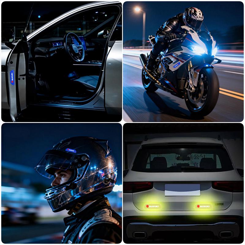 4Pcs Reflective Car Door Sticker Safety Warning Tape Decal For Suzuki Swift Vitara Baleno Jimny Samurai Ignis Alto Splash Kaiser