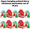 Merry Christmas Tree Decoration Items | Santa Claus Gift Bag Christmas Tree Decorative Paper Card Door Wall Hanging (Set of 10)