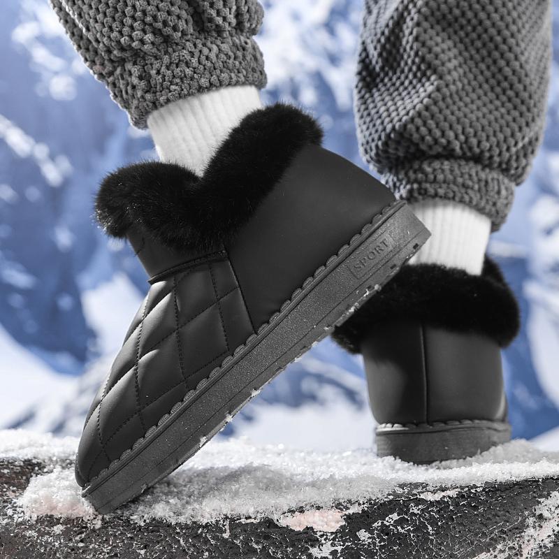 Men's cotton winter casual fashion anti slip hight top wear-resistant thick soled outdoor shoes plush comfort indoor tide shoe