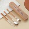 304 Stainless Steel Cartoon Cutlery Set with Case Kids Fork Spoon Portable Cutlery Travel Tableware Reusable Flatware