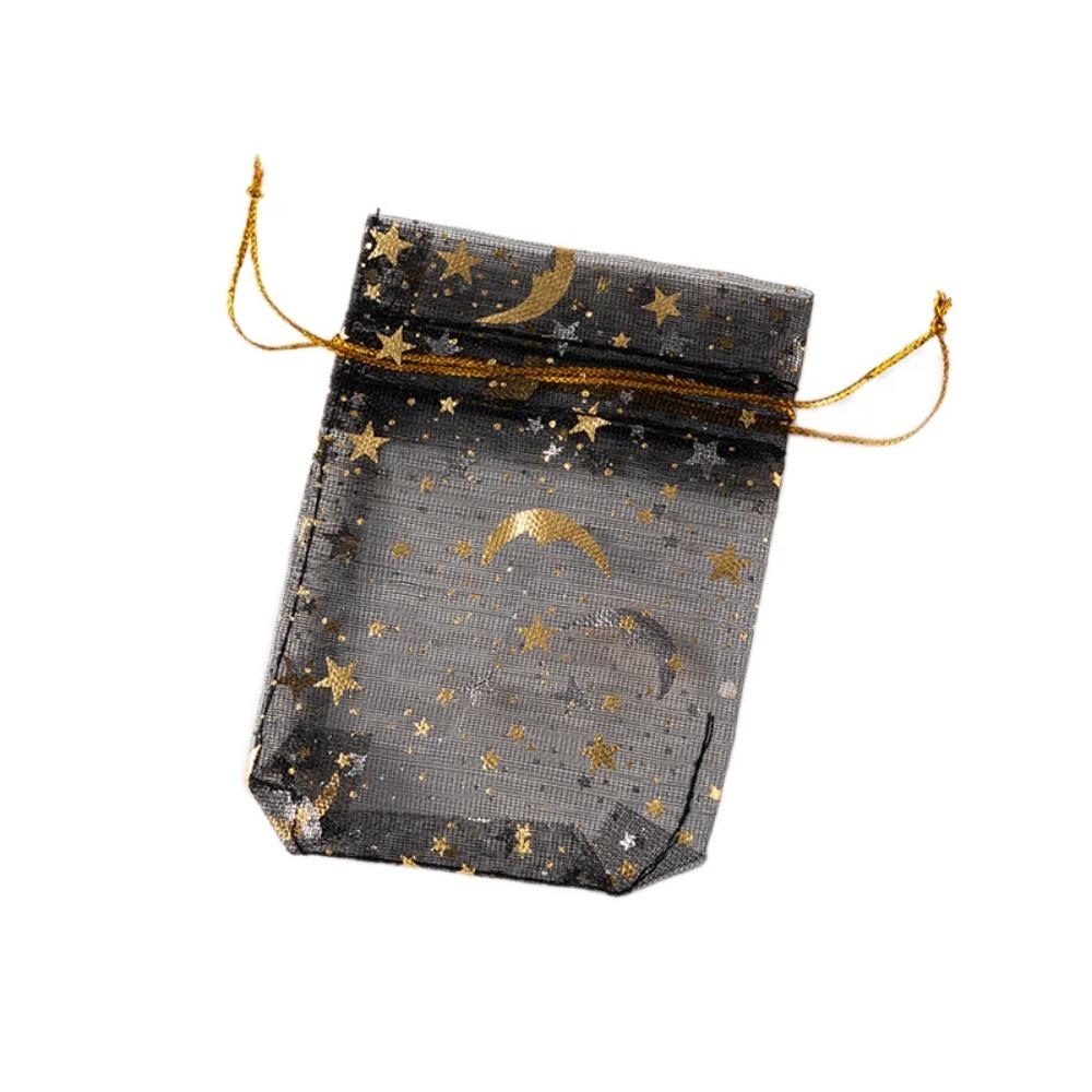 10pcs Organza Gift Bags Multicolor Moon & Star – Jewelry Pouches for Wedding, Party Favors, Candy, and Jewelry Packaging