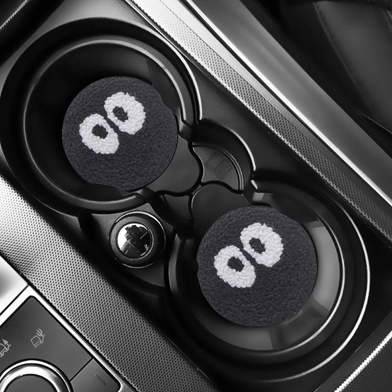 2pcs Car Big Eye Interior Coaster Wear-Resistant and Absorbent Leather Non-Slip Anti-Shock Anti-Water Leakage Proof Cup Holders 5
