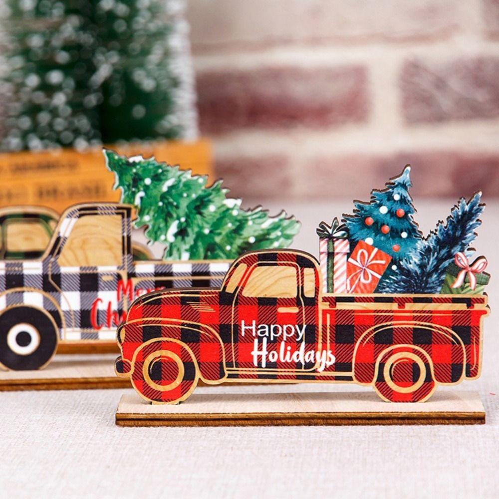 3pcs/set DIY Christmas Wooden Car Decorations Cartoon Christmas Car Ornament Christmas