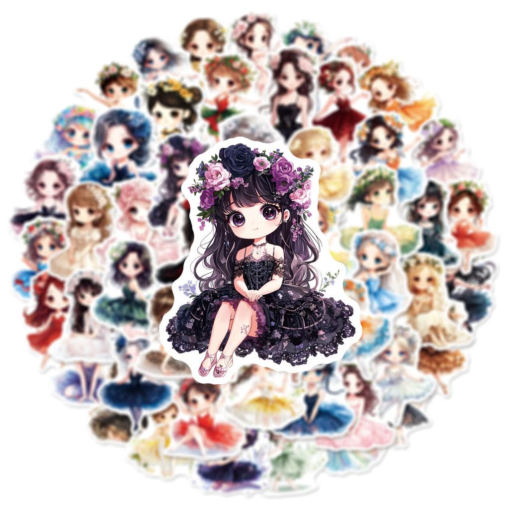 50/100 Pcs High Value Ballet Doodle Stickers Eco-Friendly for Notebook Phone Case Diary Helmet Skate Desk Bicycle Decals