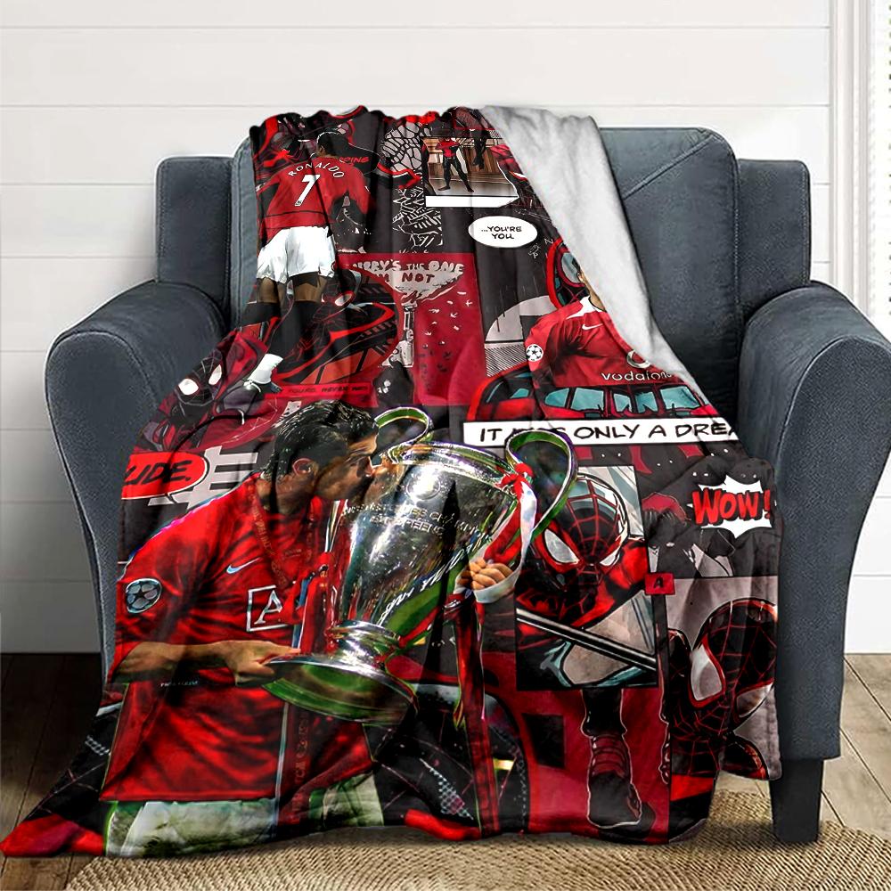Ronaldos Legacy Lights bedruckte Flanelldecke, atmungsaktiv und warm, ein stilvolles Geschenk für Zuhause, geeignet für den Gebrauch zu Hause, im Büro und als Tagesdecke. 0713a5