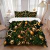 3pcs Christmas Tree Decorations with Gold Ornaments and Stars Bedding Set - Festive Holiday Gift for Home Decoration (Includes One Quilt Cover and Two
