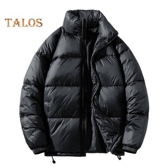 Płaszcz męski bawełniany ze stójką, długim rękawem, zapięciem na suwak, regulowanym obszyciem i kieszeniami bocznymi, jednolity kolor, gruba pikowana odzież wierzchnia