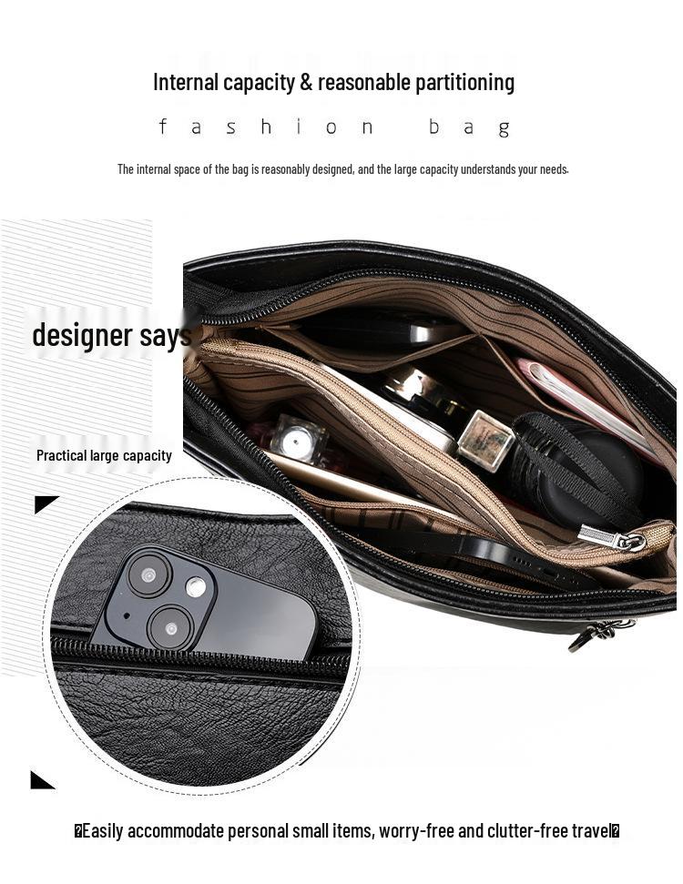 High-End Women's Soft Leather Large Capacity Bucket Bag - Fashionable and Practical Crossbody for Middle-Aged Mothers