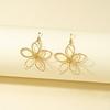 European & American Retro Geometric Flower Dangle Earrings In High-End Woven Metal Design