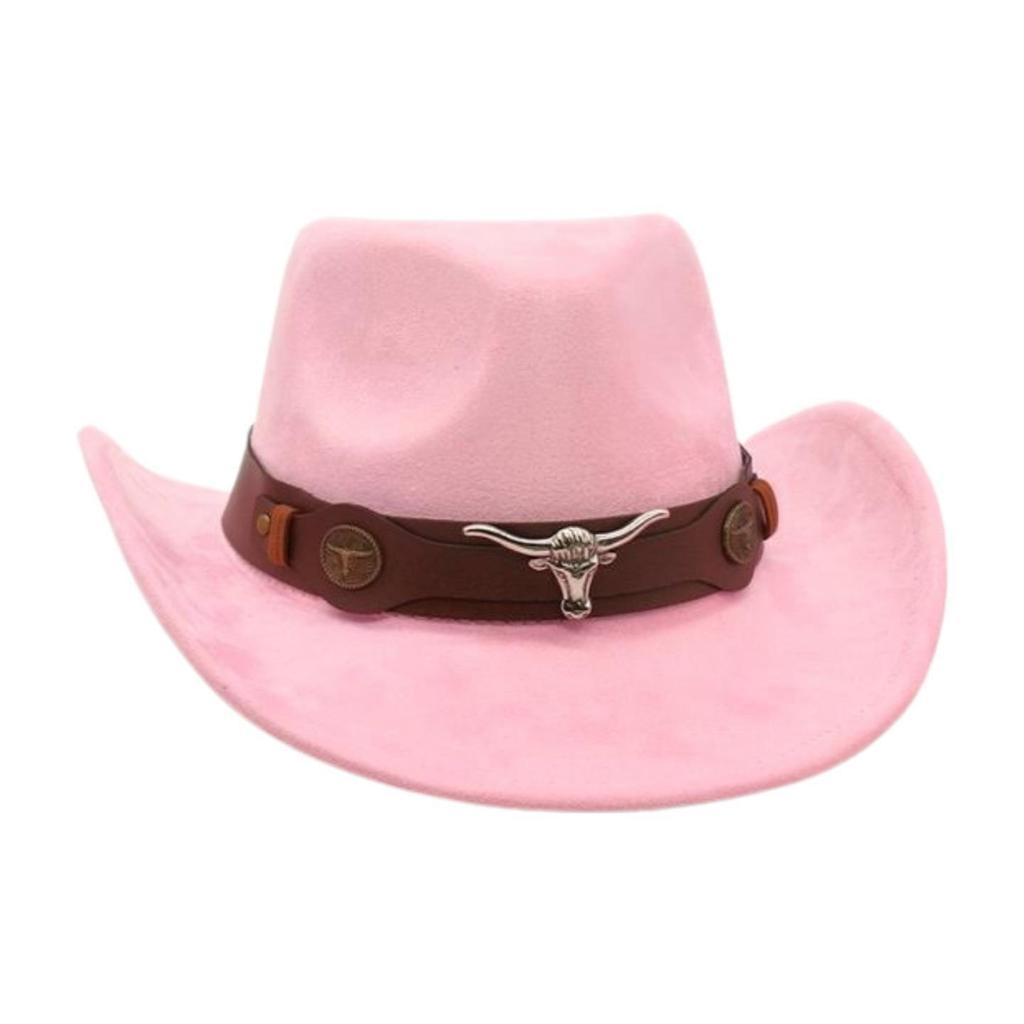 Ethnic Style Western Cowboy Hat Stage Jazz Hat Brown Ox Head Suede Top Hat
