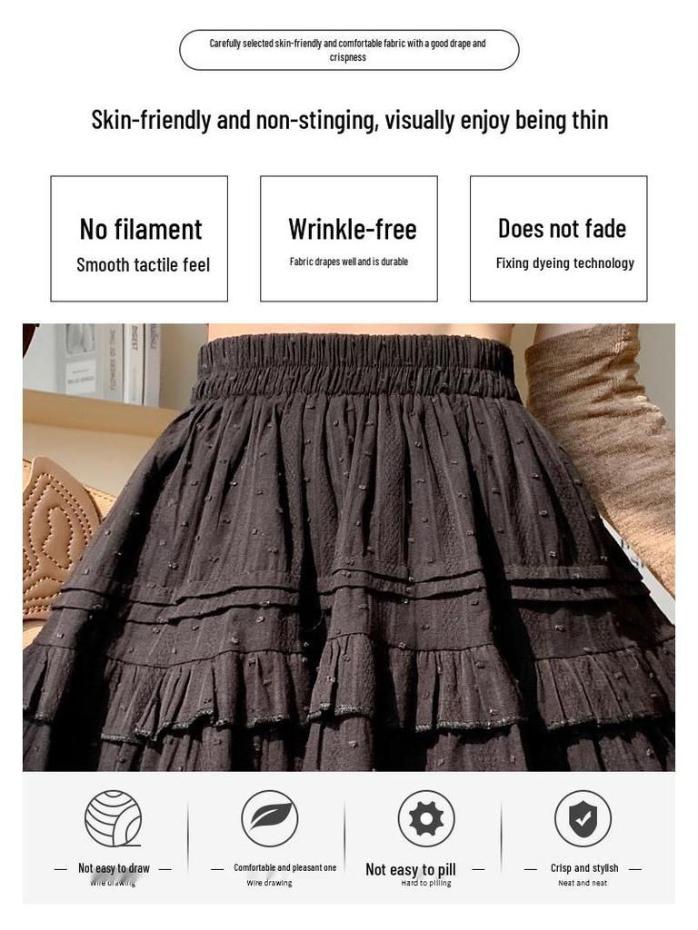 Petite Women's High Waist Ballet-Style Short Skirt - Gentle, Slimming, Sweet French Cake Design for Spring and Summer.