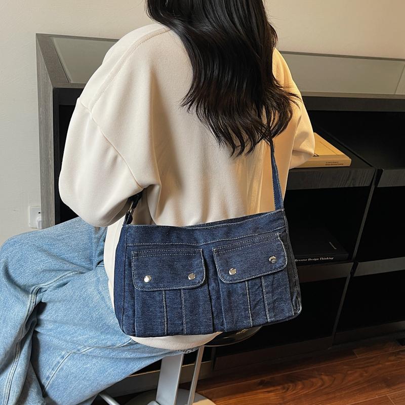 Women's Messenger Bag Large Capacity Messenger Bag Vintage Denim Bag