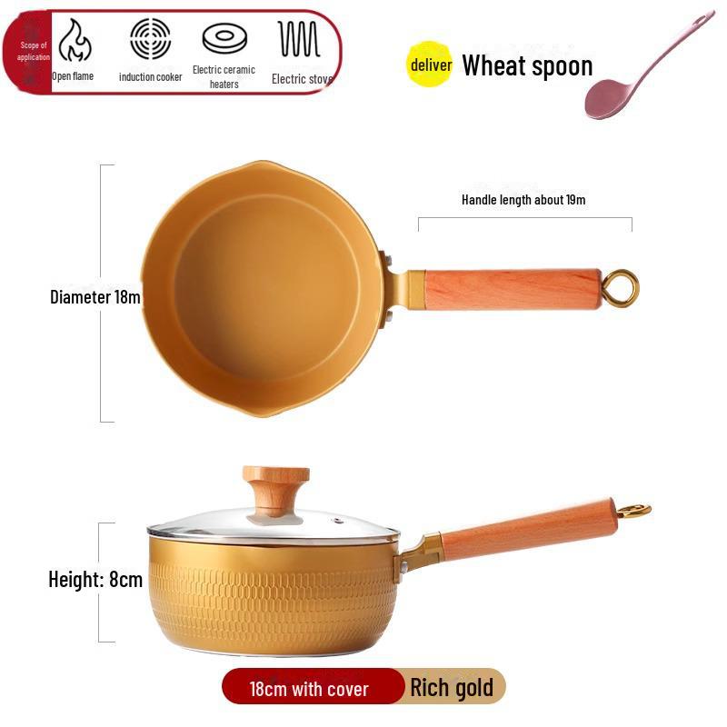 

Плоская кастрюля в японском стиле с антипригарным покрытием и пароваркой Golden Hammer Pattern, подходит для супов, молока и индукционных плит 18cm Flat Pot