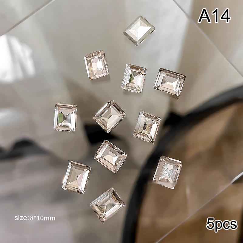 5Pcs Luxury Crystal Diamonds Pile Drills Nail Art Rhinestone 3D Diy Stacked Drill Jewelry Charms Manicure Decoration Accessorie
