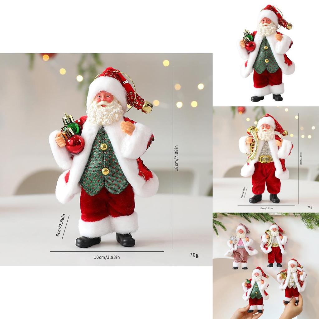 Cute Santa Claus Ornament With Musical Instruments Christmas Decoration Props For Christmas Tree