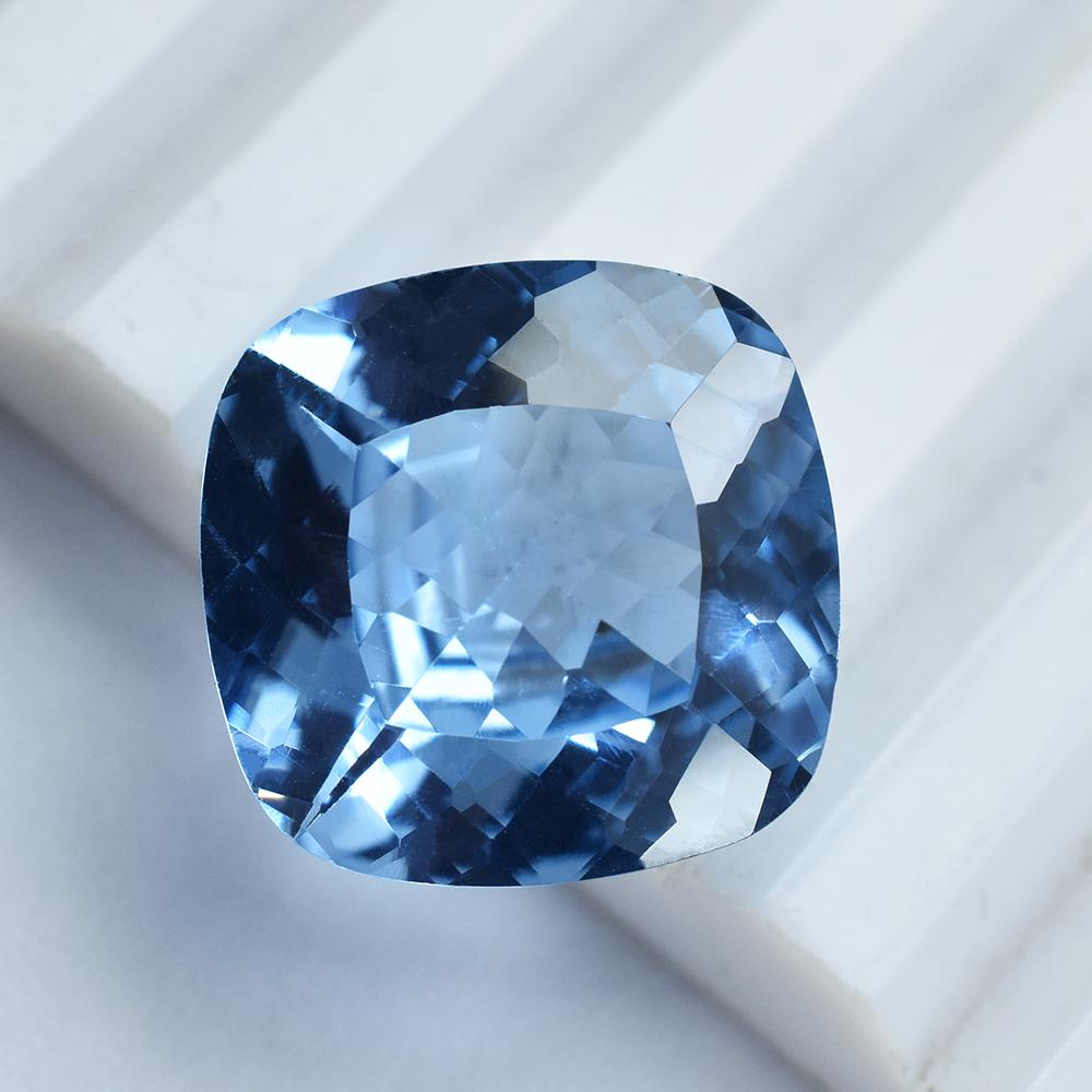 Natural Blue Aquamarine Loose Gemstone 12.95 ct Square Cushion for Jewelry Making and Crafts
