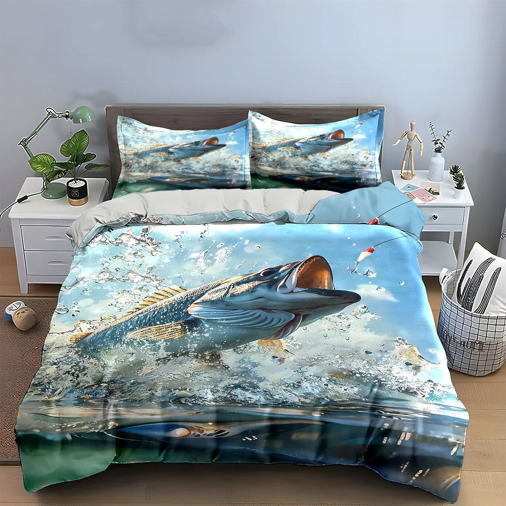 "Fishing Theme Bedding Set" Bedding Duvet Cover Set Duvet Cover Pillowcases (1 * Duvet Cover 2 * Pillowcases, without duvet insert)