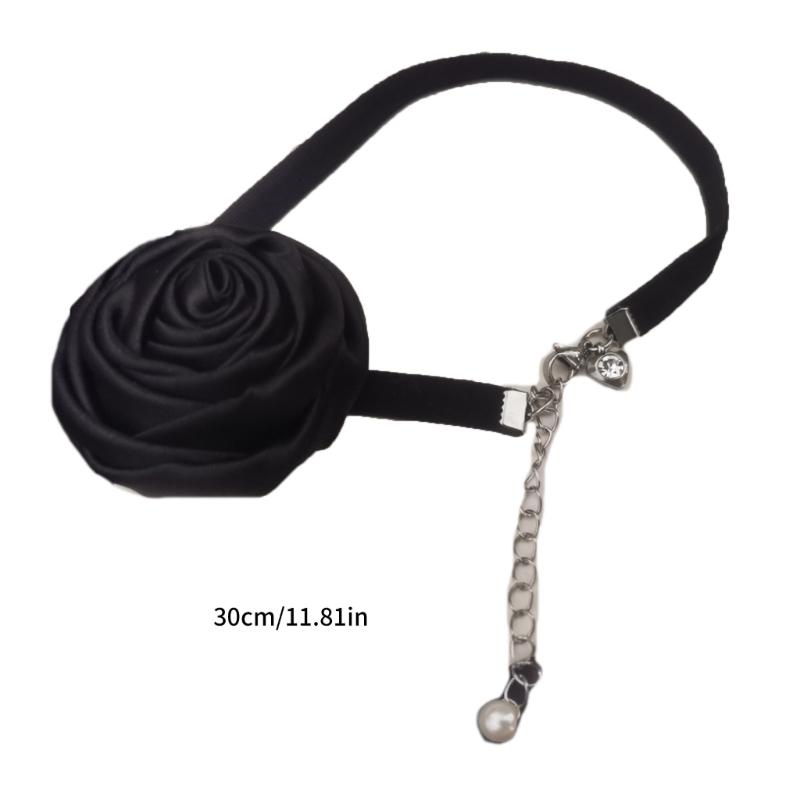 Elegante Blumen Choker Halskette Gothic Seil Choker Stoff Kragen Halskette Geeignet für Hochzeitsfeier Geburtstag Weihnachten