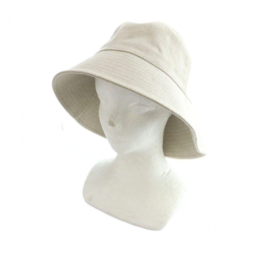 Used La Maison de Lyllis 2241007-02 LINEN POTHAT OFF WHITE Bucket hat with tag Hemp Linen 57cm Beige GY55 /MQ
