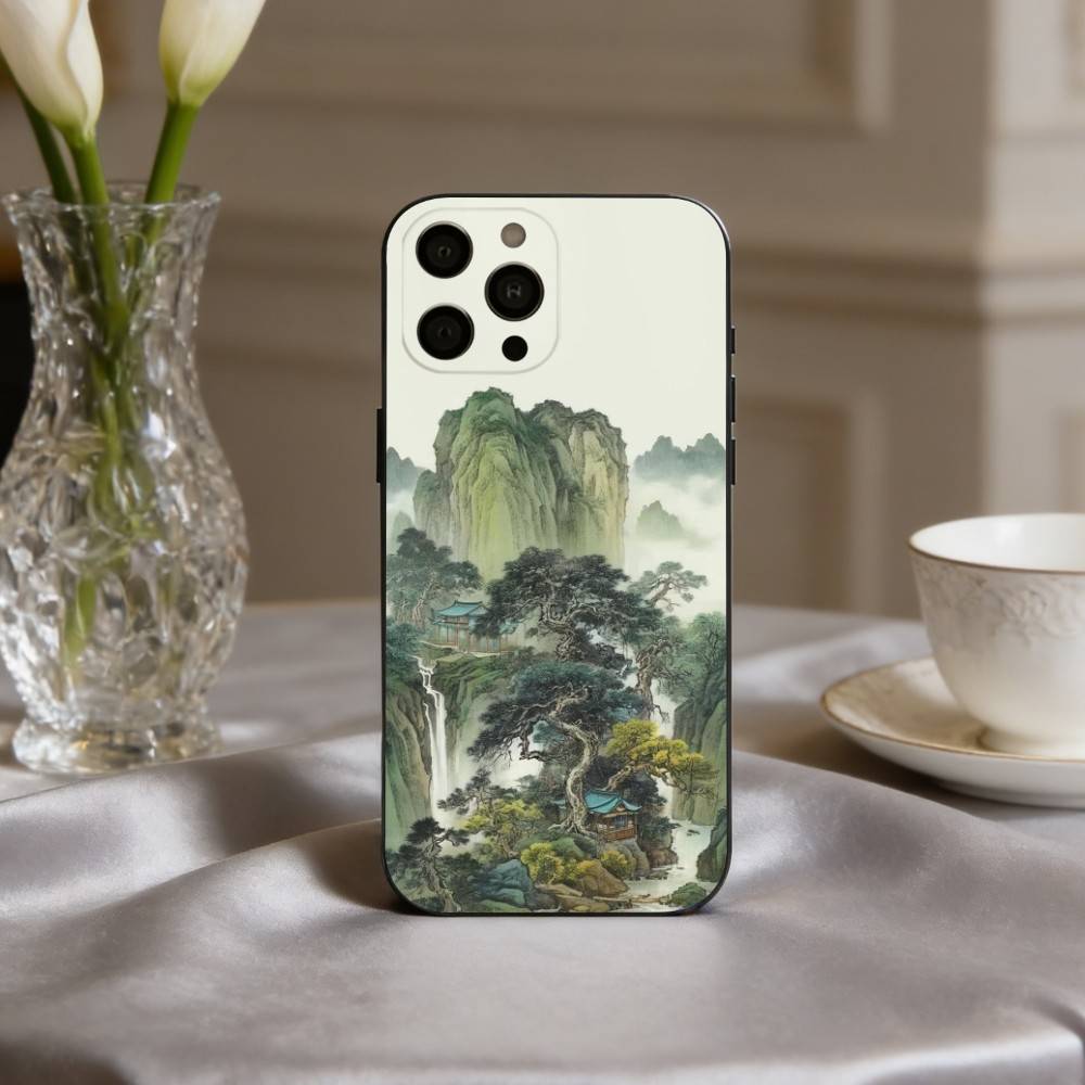 C-Chinese-E l-landscape-E Phone Case For iPhone 17pro, 16,15,14,13,12,11 X XR Plus,Others Soft Black Cover