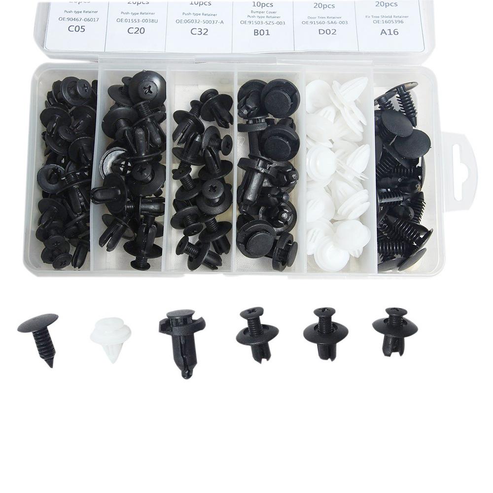 100 Pcs Car Retainer Clips Body Plastic Rivets Fasteners Push Bumper Door Trim Panel Screws with Removal Tool