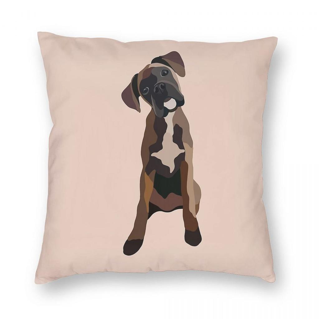 Boxer Dog Portrait Pillowcase Polyester Linen Velvet Creative Zip Decorative Throw Pillow Case Bed Cushion Cover