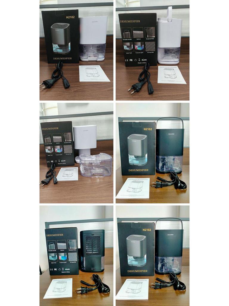 Compact Silent Bedroom Dehumidifier with 350ml Capacity and Colorful LED Display