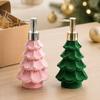 Small Christmas Gifts for Friends Tree Soap Dispenser, Flocking Effect Refillable Lotion Unique Shampoo Dispenser Home Pump Bottle, Reusable Bathroom