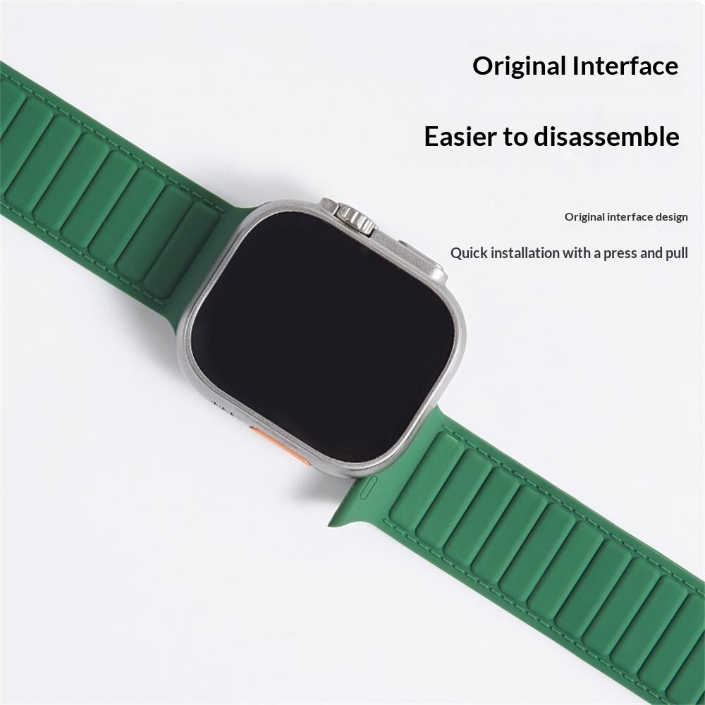 Stitched Line Pattern Silicone Strap for Apple Watch Series 11 10 42mm / 9 8 7 41mm / SE3 SE2 SE 6 5 4 40mm / 3 2 1 38mm Loop Magnetic Watch Band