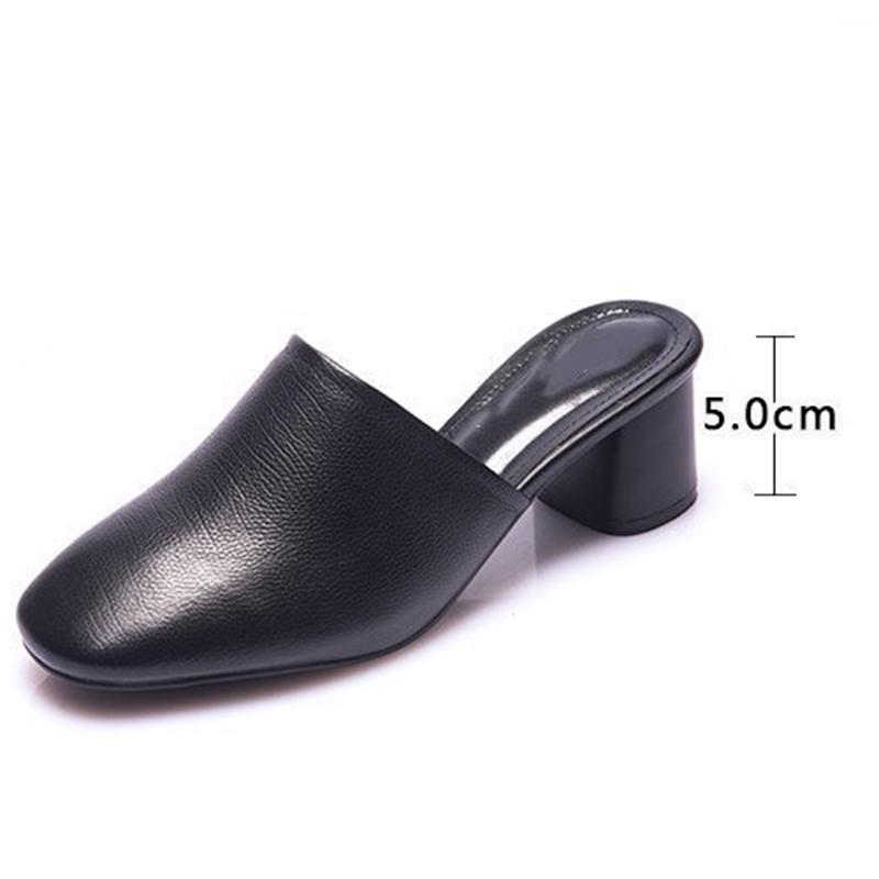 Fashion Baotou Half Slippers Women Summer New Outer Wear Fashion Solid Color Square Toe Thick Heel High-heeled Women's Slides Pantuflas