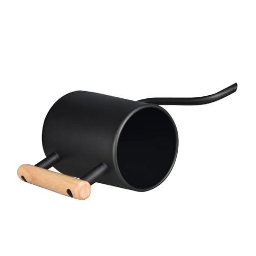IMEEA Watering Can, 1000ml, Stainless Steel with Wooden Handle, Stylish Gardening Tool, Black