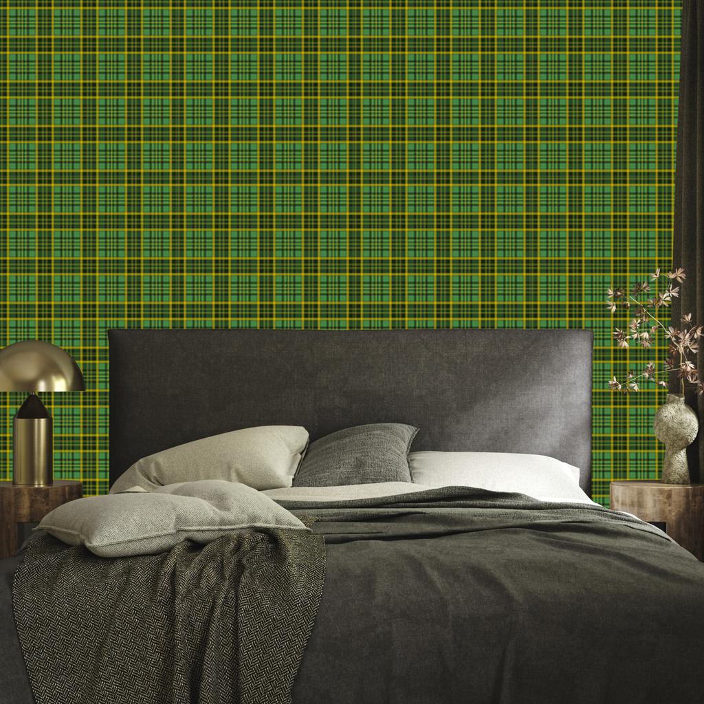 Olive and Bottle Green Checkered Wallpaper 50x1000