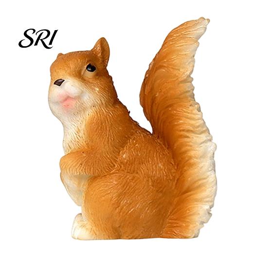 Small Art Sculpture Mini Squirrel Figurine Tiny Resin Fairy Garden Accessories Cute Space-Saving Decoration Miniature Animal Statue for Moss Landscape