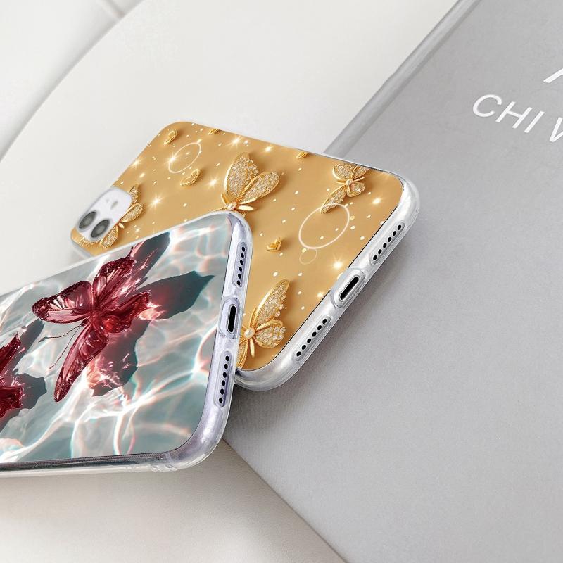 Fashion Butterfly Phone Case For iPhone 15 Samsung S25 Ultra A55 S24 FE A16 Xiaomi Redmi Note 14 13 Pro 14C Huawei Honor 200 Shockproof Clear Cover