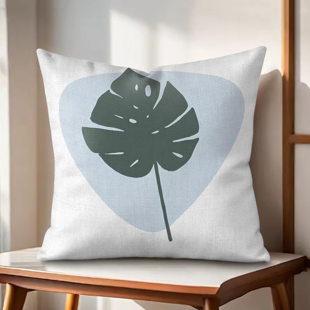 Simple Plant Cushion Cover Natural Linen Organic Fabric DoubleSided Printing Couch Pillow Covers Home Decor