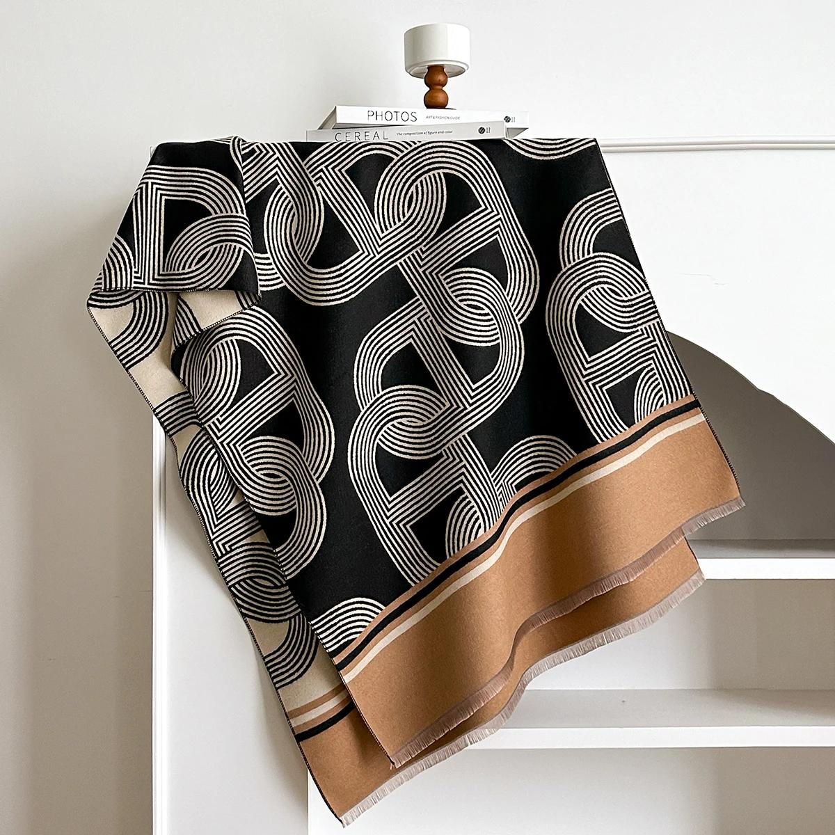 2025 Women Warm Cloak Winter Scarves Bohemia Print Shawl Thickened Imitaion Cashmere Blanket Fashionable Luxury Versatile Scarf