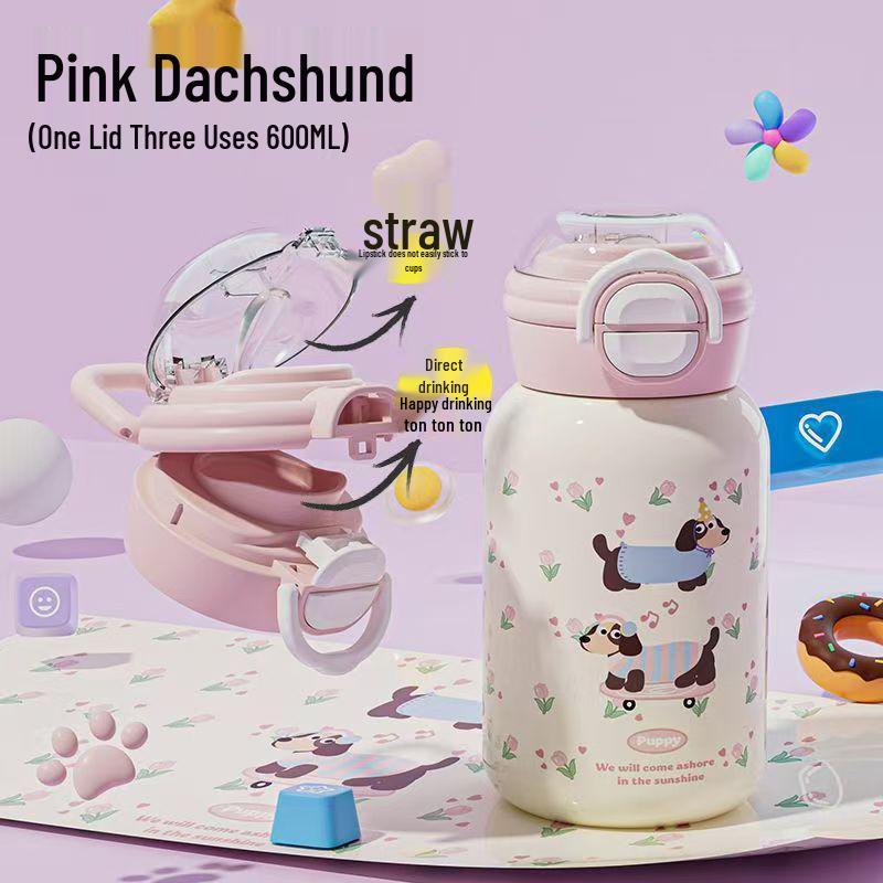 Kitten Thermos Cup: 2026 Stylish Insulated Straw Cup for Students - Cute, Portable, 316 Stainless Steel