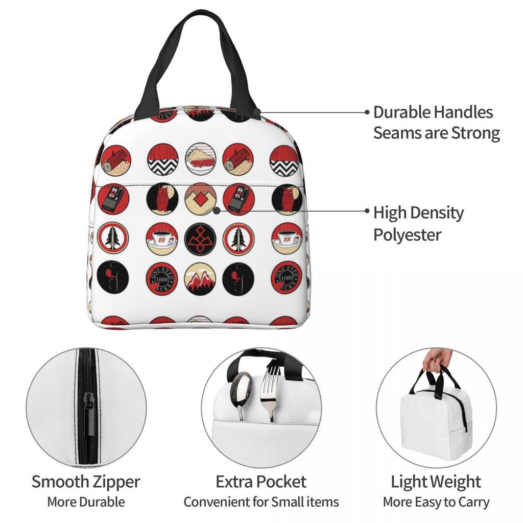 Twin Peaks Red Room Insulated Lunch Bag for Women Children Portable Food Boxes Thermal Lunch Box Tote