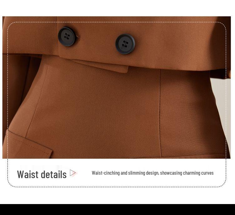 Plus Size 300 Jin Korean Autumn Double-Breasted Lapel Top and High-Waisted Slimming Skirt Set