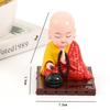 Online Solar-Powered Wooden Little Monk Car Figurine - Buddha Decoration