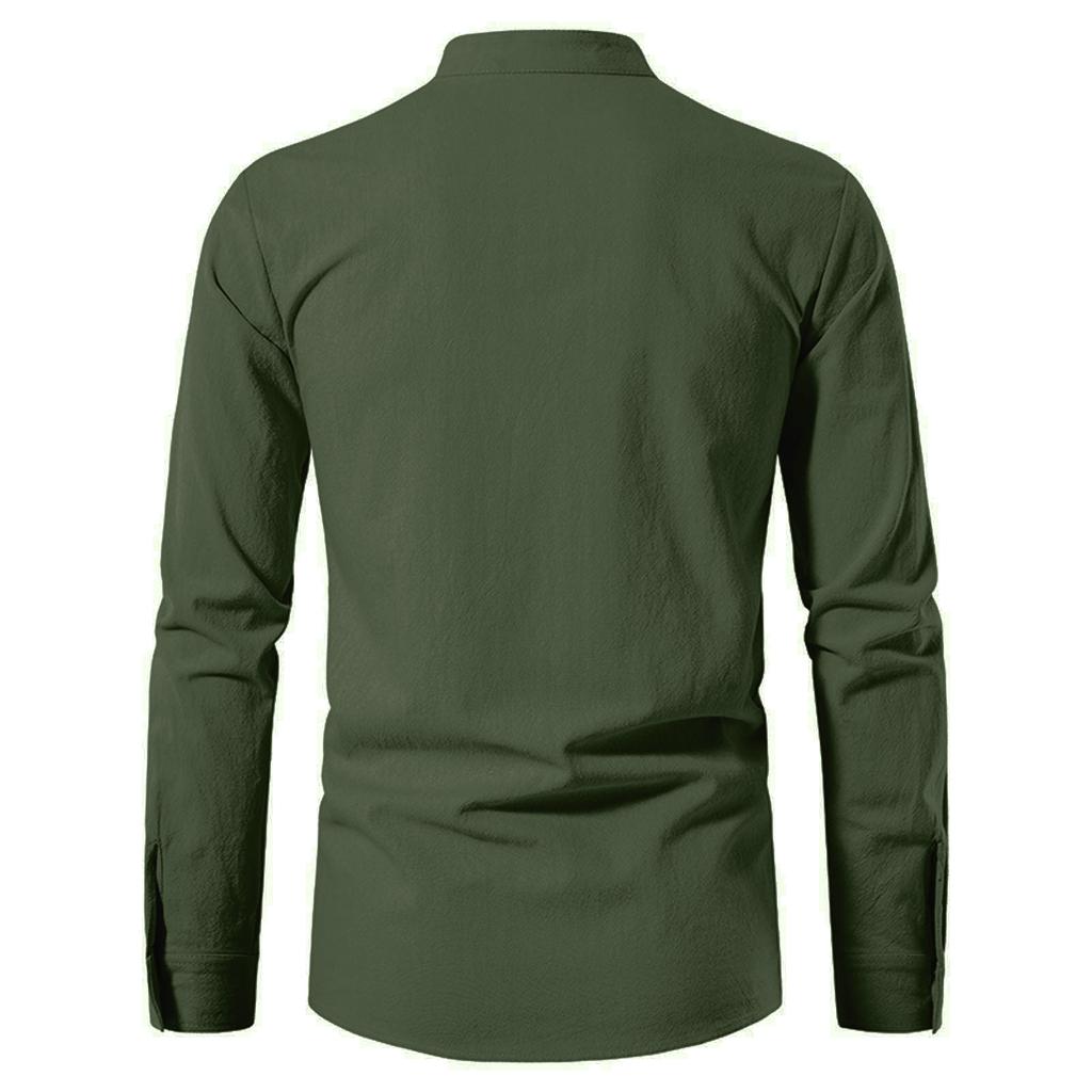 Pánské ležérní módní topy s dlouhým rukávem, jednobarevné, s výstřihem do V