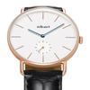 Quartz Watch with Swiss Sapphire White Black Leather Slim Water Minimalist Perfect for Business 41mm A.b.art Men's Movement, Crystal, Dial, Strap,