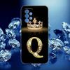 Diamond Crown Initials Letter N T Z P Case For Samsung Galaxy A55 A35 A06 A52 5G A53 A72 A53 A15 A51 A33 A32 A41 A23 Phone Cover