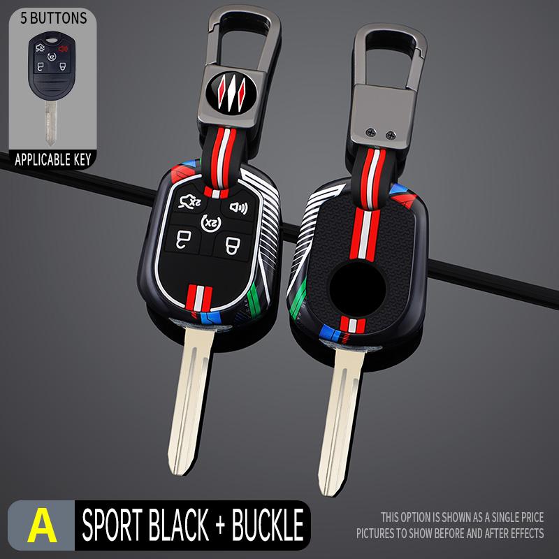 

Interior Mouldings 5 Buttons Alloy Leather Car Key Case Cover Shell Fob Accessories For Ford Mustang Expedition Edge Explorer Fo
